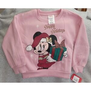 Disney Minnie Mouse Pink Sweatshirt Size 6 Happy Holidays NWT
